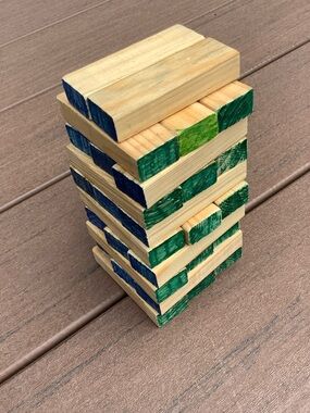 Wooden Stacking Tower Game - Blue & Green